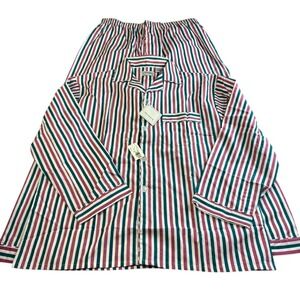 Vtg NWT Hemingway Point Men Pajama Set Sz Lg Teal Burgundy Striped Cotton Blend